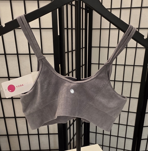 NWT Yogalicious Women's Gray Ribbed Sports Bra ~ Size Large - Picture 6 of 8